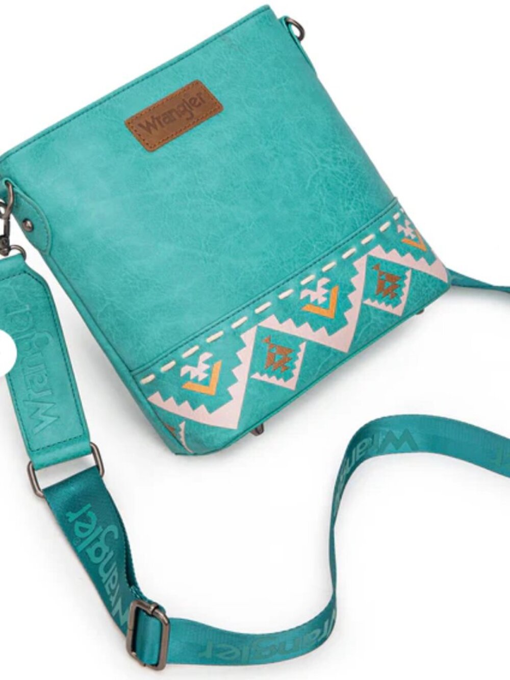 Wrangler Turquoise Aztec Crossbody Bag Western Messenger Pruse NWT